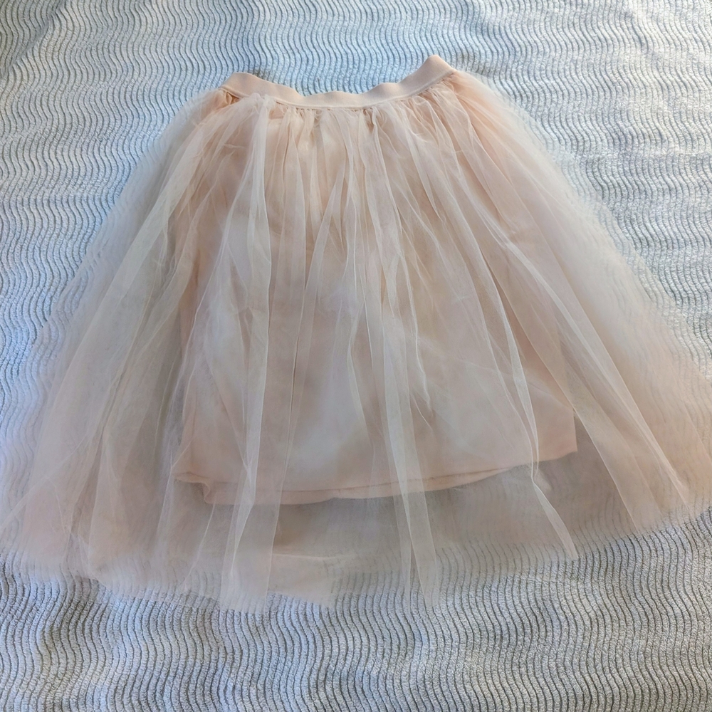 Soft Blush Tulle Midi Skirt